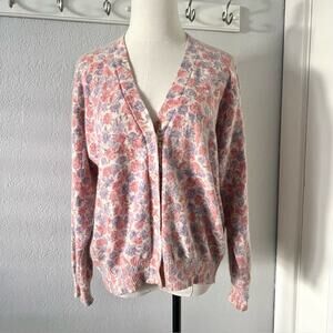 Vintage United Colors of Benetton Floral Angora Wool Blend Cardigan Sweater